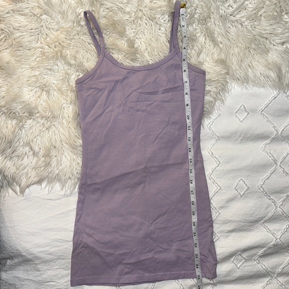 BKE | Core Extra Long Tank Top Cami Spaghetti Strap Voop Neck Light Purple Lilac - Picture 9 of 10